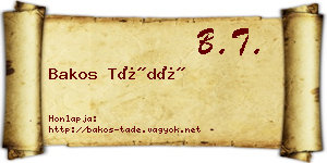 Bakos Tádé névjegykártya