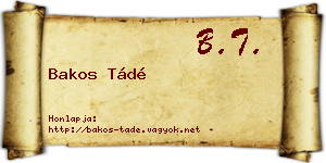 Bakos Tádé névjegykártya